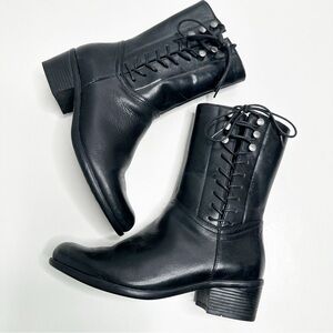 Bussola Black Leather Mid Calf Boots Size 39